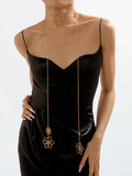 Floral Drop Necklace in Gold — Svelte Chic