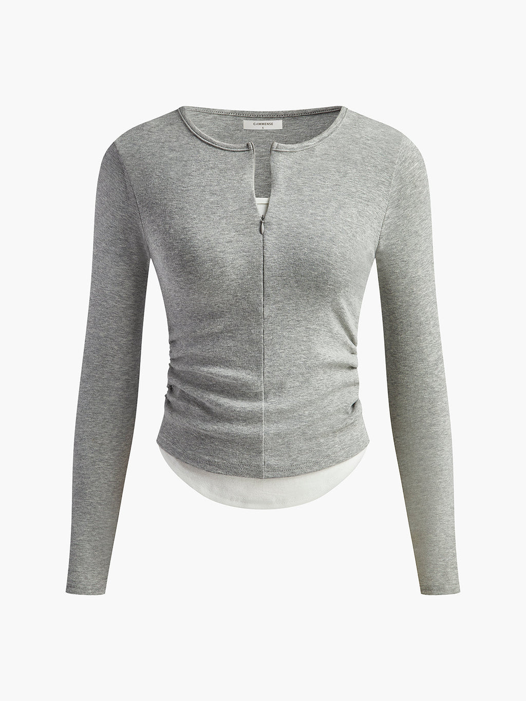 Cotton Pleated Zip Top in Grey — Svelte Chic