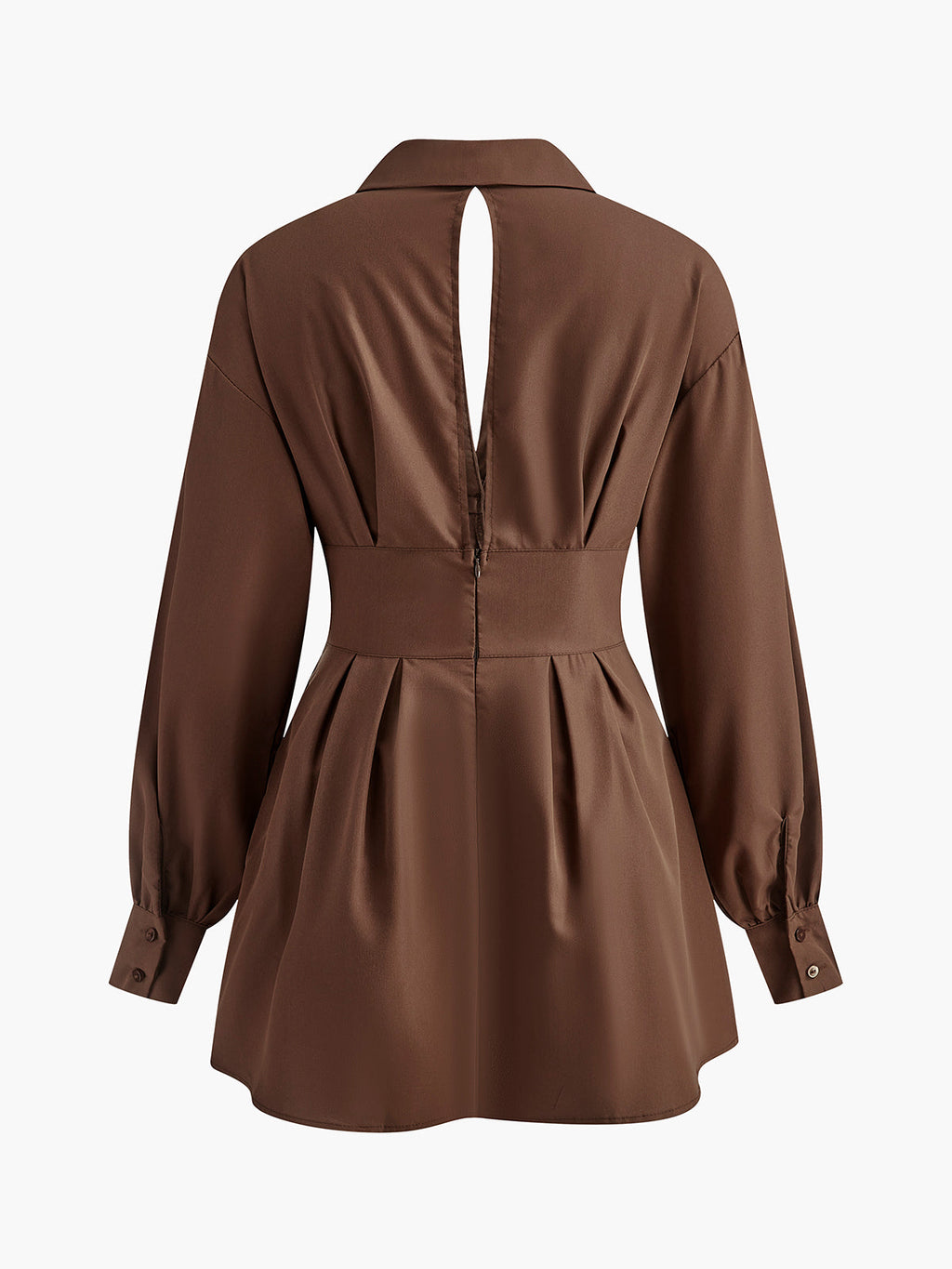 Drawstring Collar Zip Mini Dress — Svelte Chic