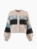 Crochet Floral Colour Block Cardigan in Apricot — Svelte Chic