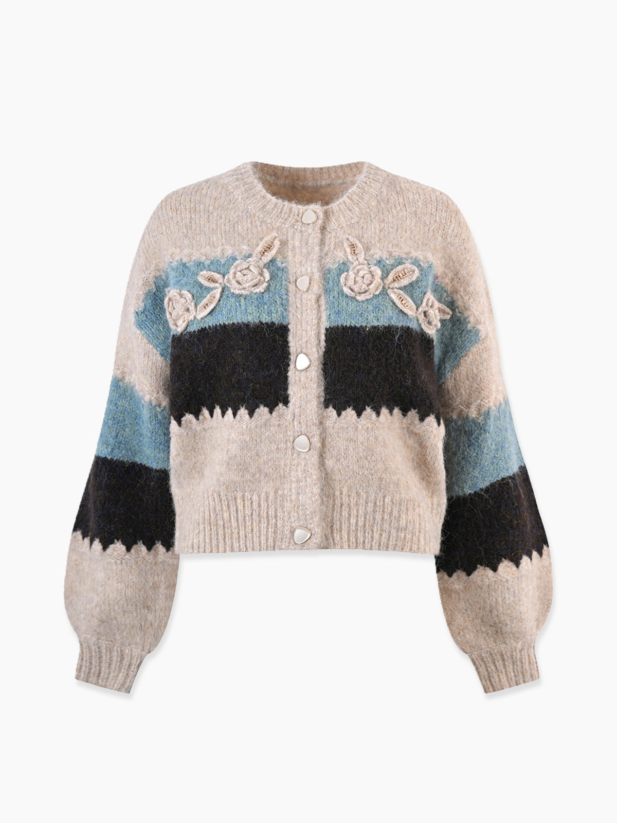 Crochet Floral Colour Block Cardigan in Apricot — Svelte Chic