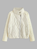 Button Clasp Panel Knit Jacket in Off-White — Svelte Chic