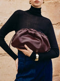 Drawstring Soft Clutch Bag in Burgundy — Svelte Chic