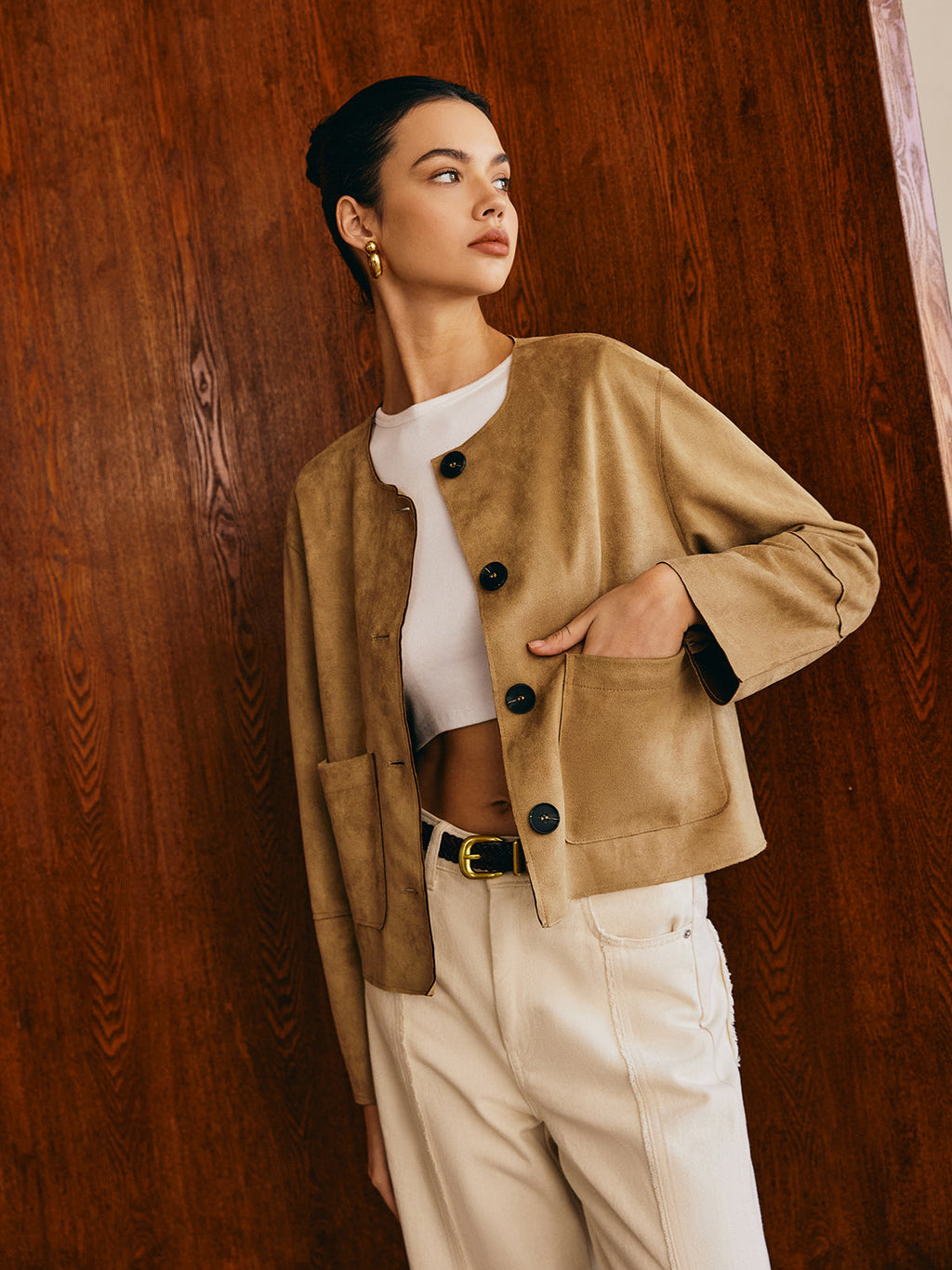 Large Pocket Suede Jacket — Svelte Chic