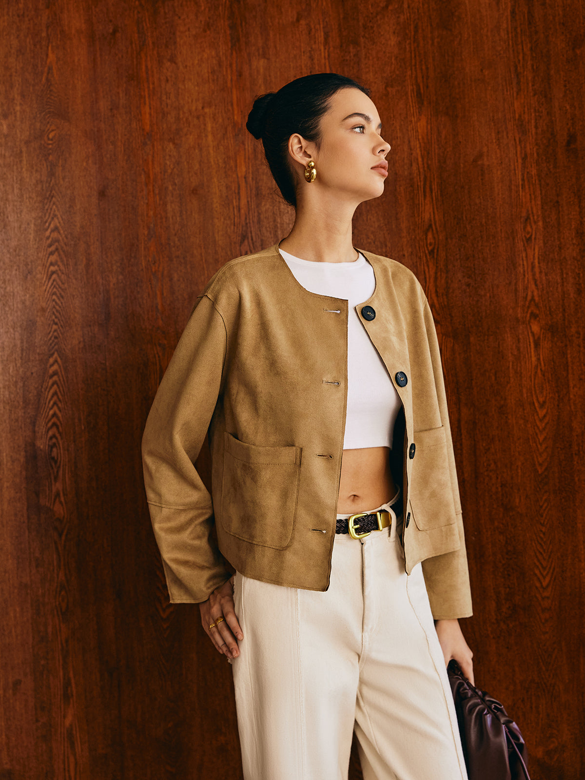 Large Pocket Suede Jacket — Svelte Chic