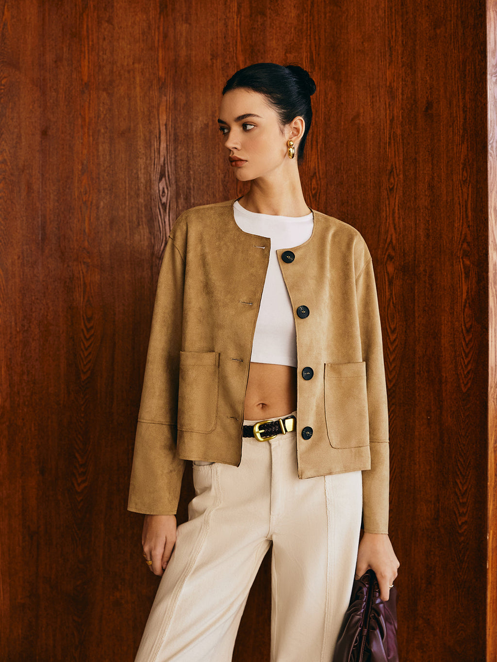 Large Pocket Suede Jacket — Svelte Chic