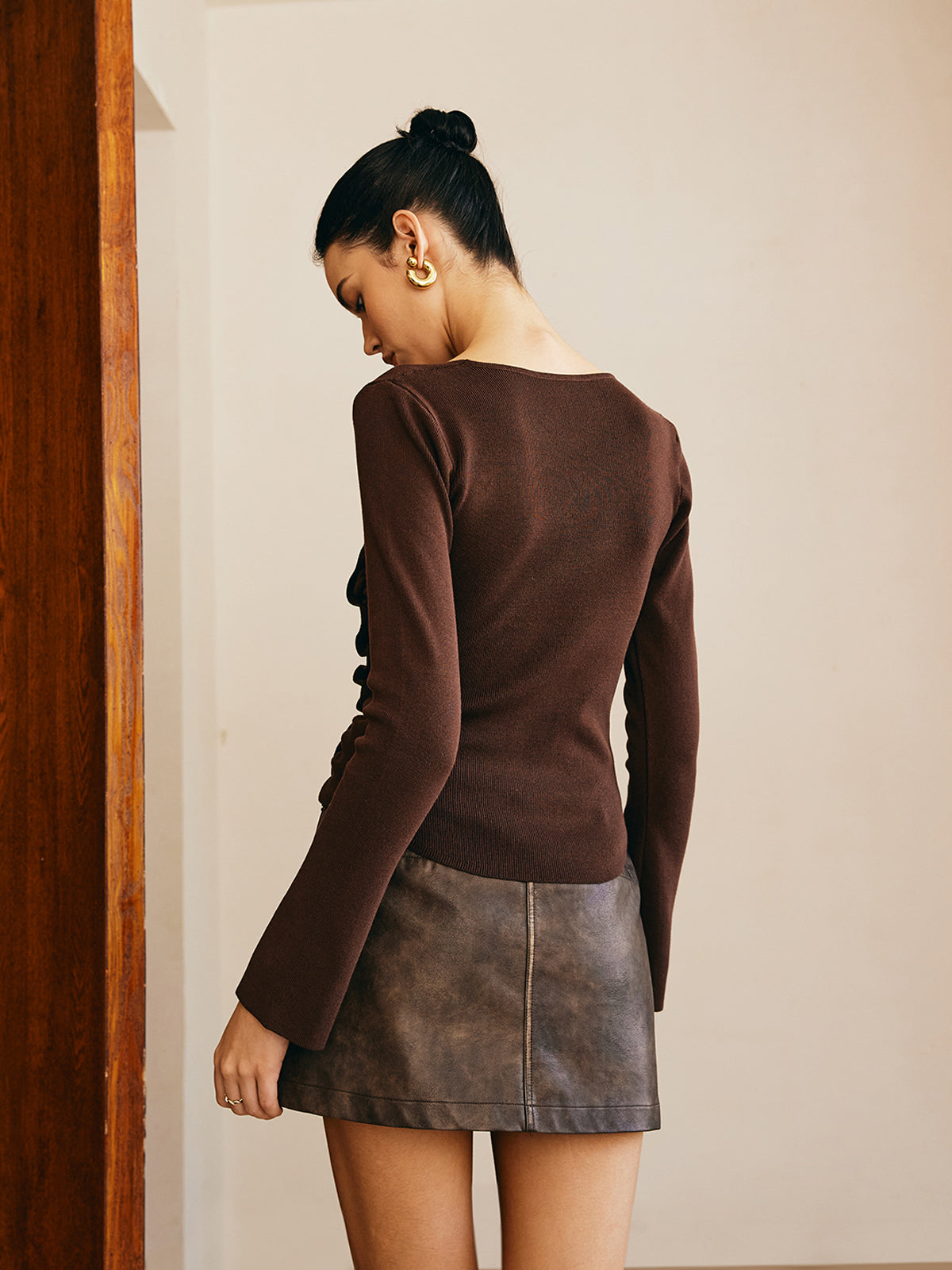 Asymmetric Pleated Slim Sweater — Svelte Chic