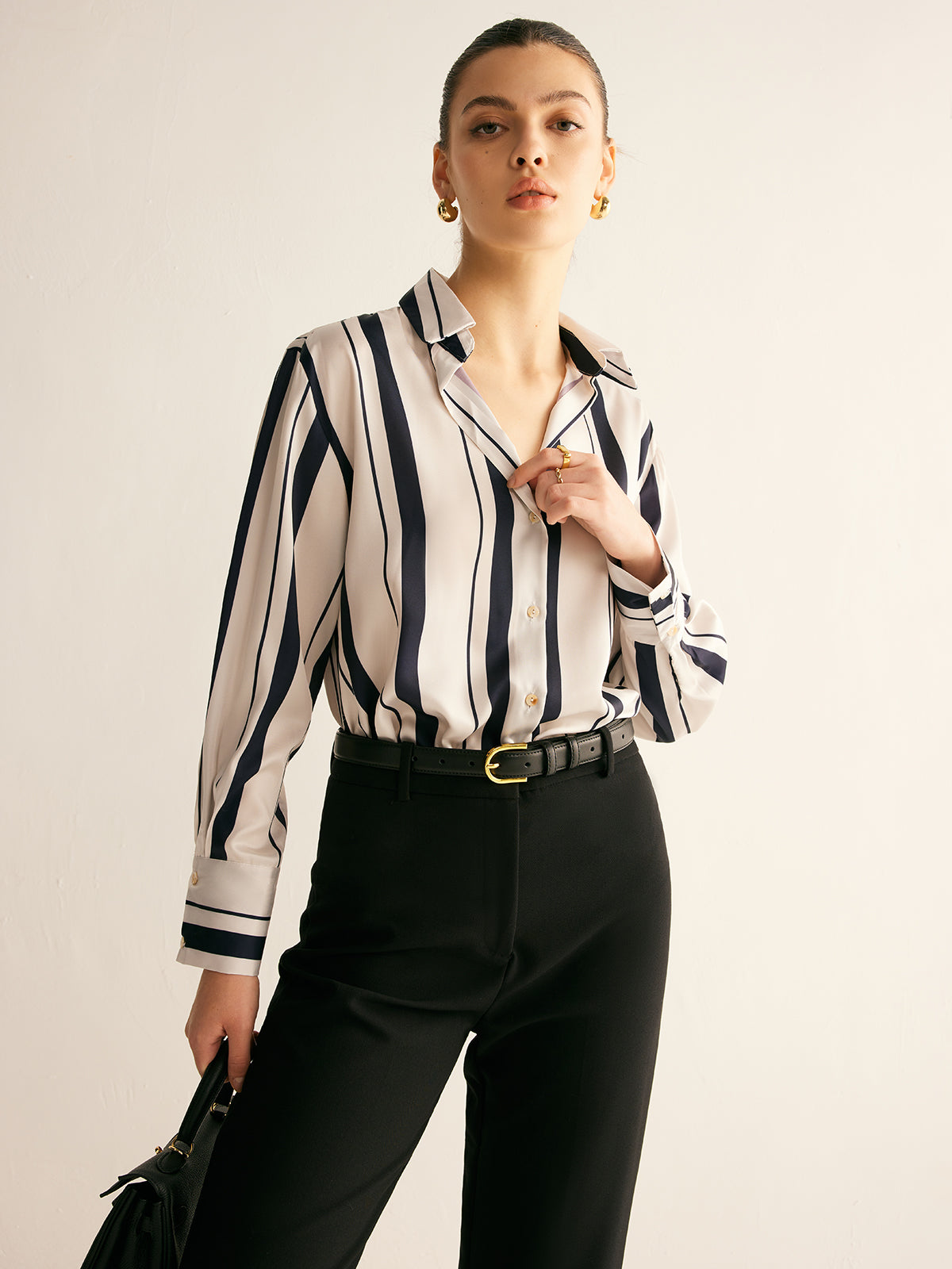 Pinstripe Long Sleeve Shirt — Svelte Chic