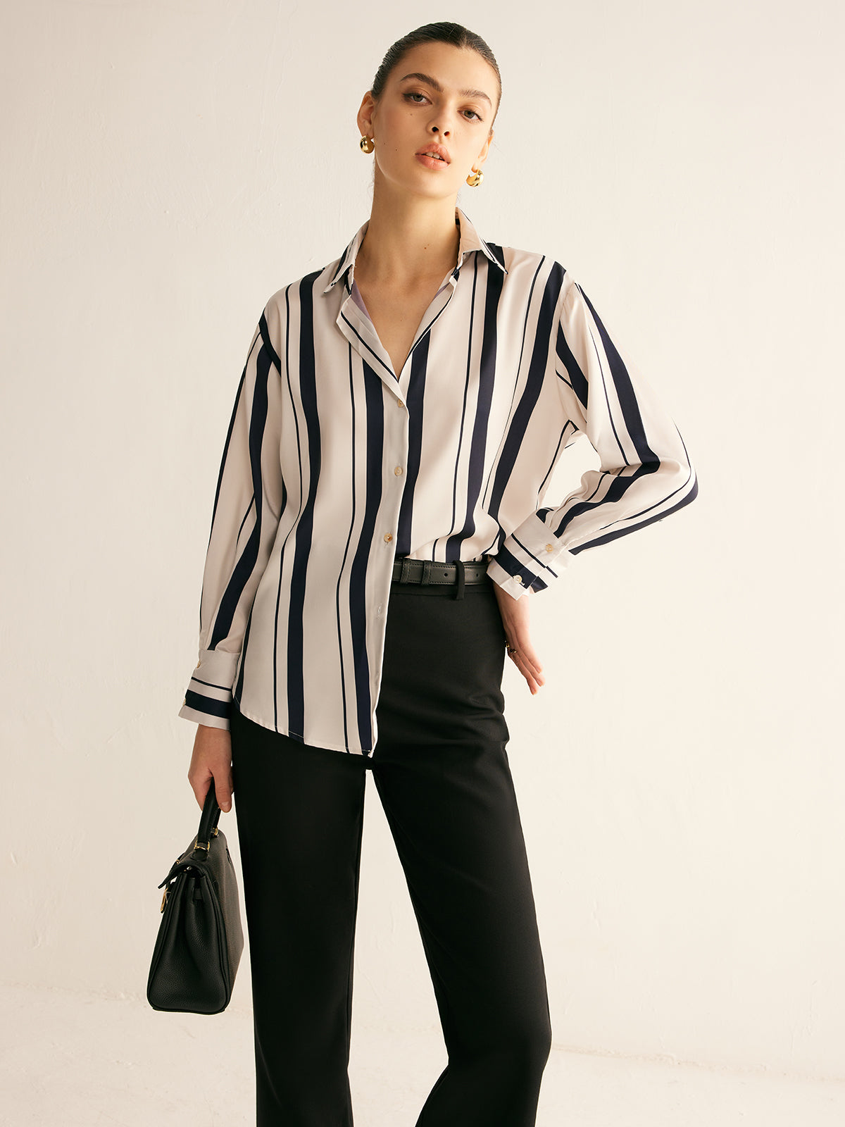 Pinstripe Long Sleeve Shirt — Svelte Chic