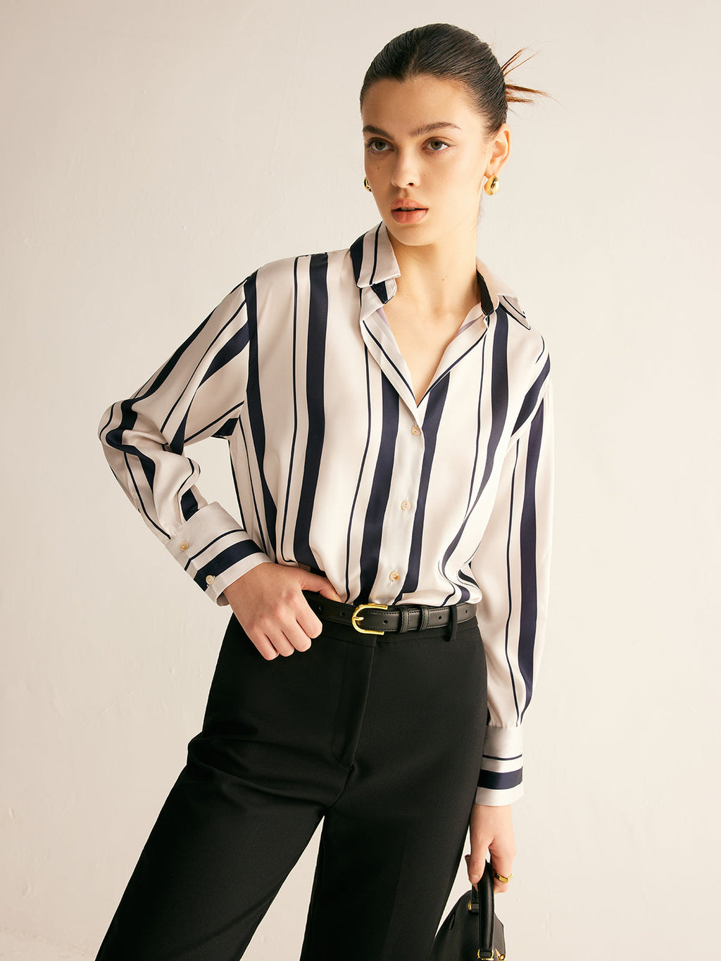 Pinstripe Long Sleeve Shirt — Svelte Chic