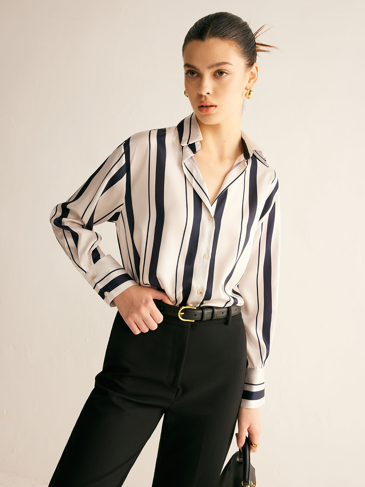 Pinstripe Long Sleeve Shirt — Svelte Chic