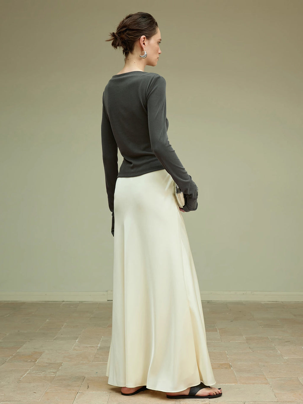 Asymmetric Pleated Jersey Blouse — Svelte Chic