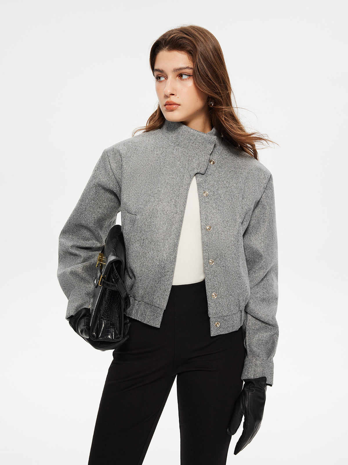 Button Clasp Cropped Blazer — Svelte Chic