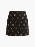 Sequin Floral Tweed Mini Skirt in Black — Svelte Chic