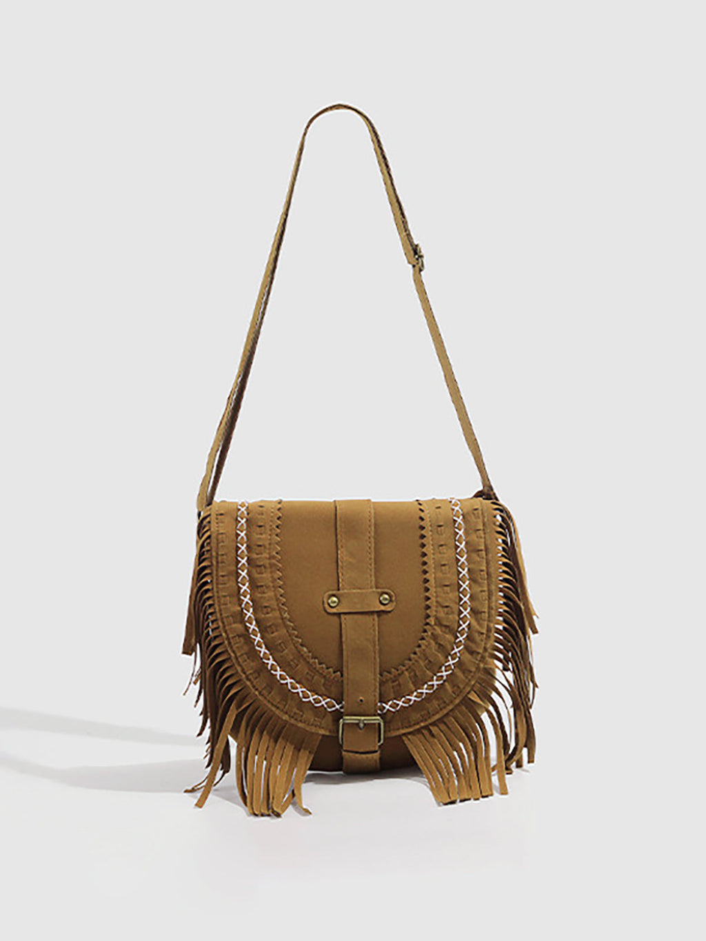 Bohème Buckle Flap Bag in Brown — Svelte Chic