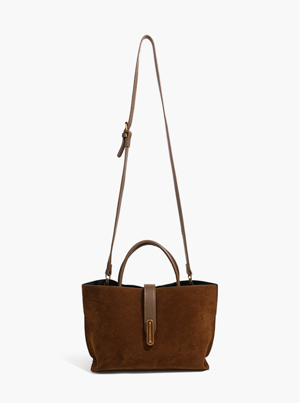 Top Handle Suede Compartment Bag — Svelte Chic