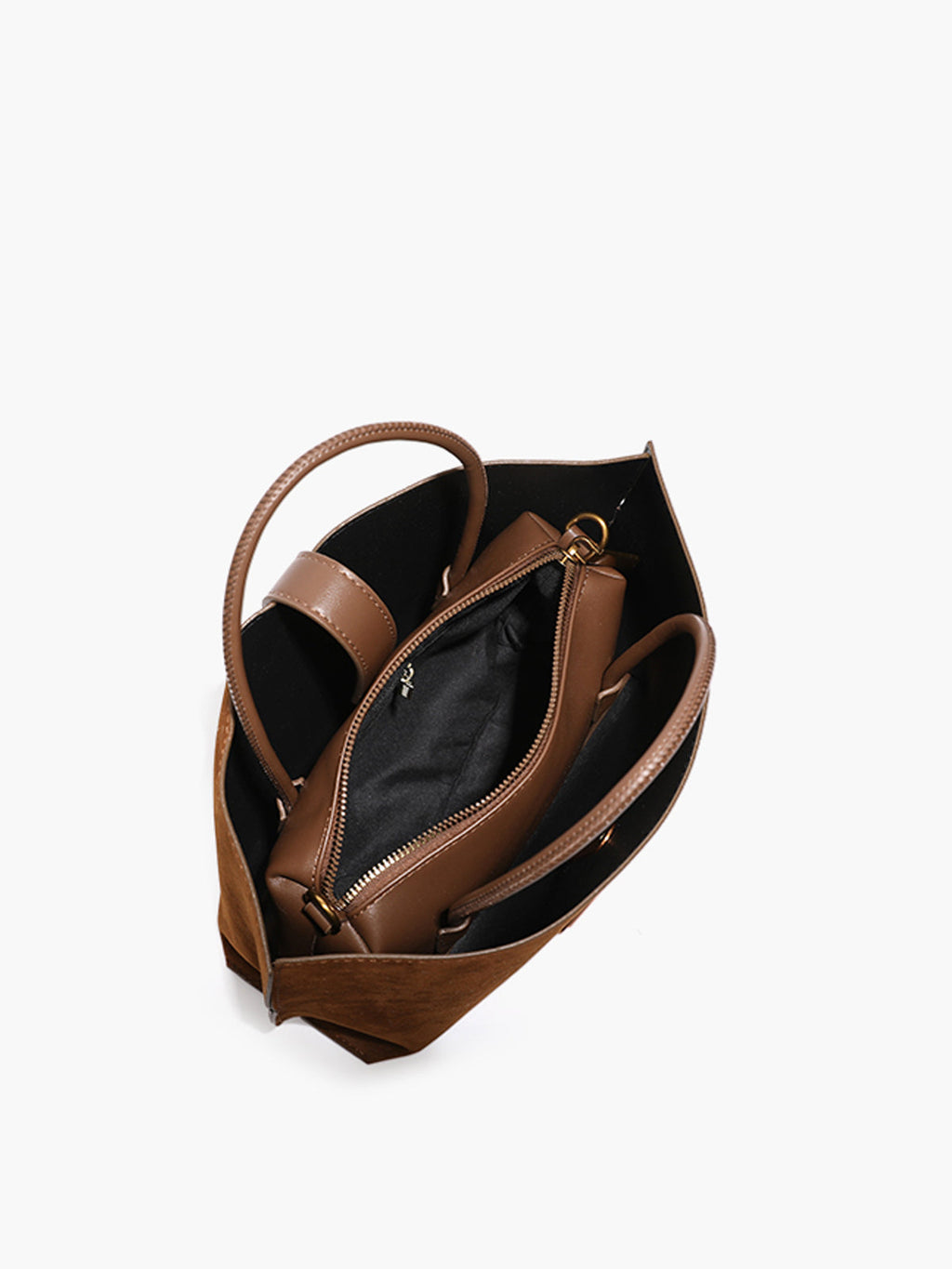 Top Handle Suede Compartment Bag — Svelte Chic