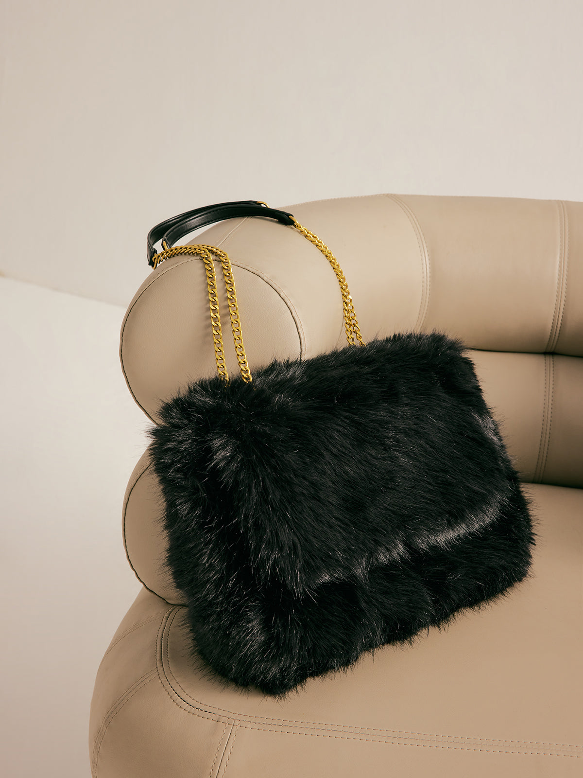 Large Faux Fur Flap Bag — Svelte Chic
