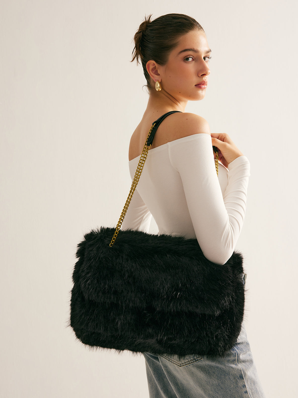 Large Faux Fur Flap Bag — Svelte Chic