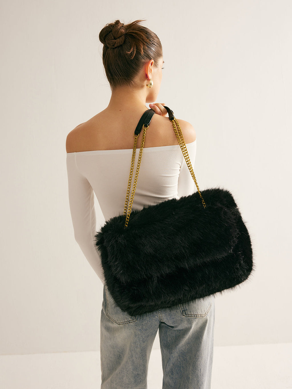 Large Faux Fur Flap Bag — Svelte Chic