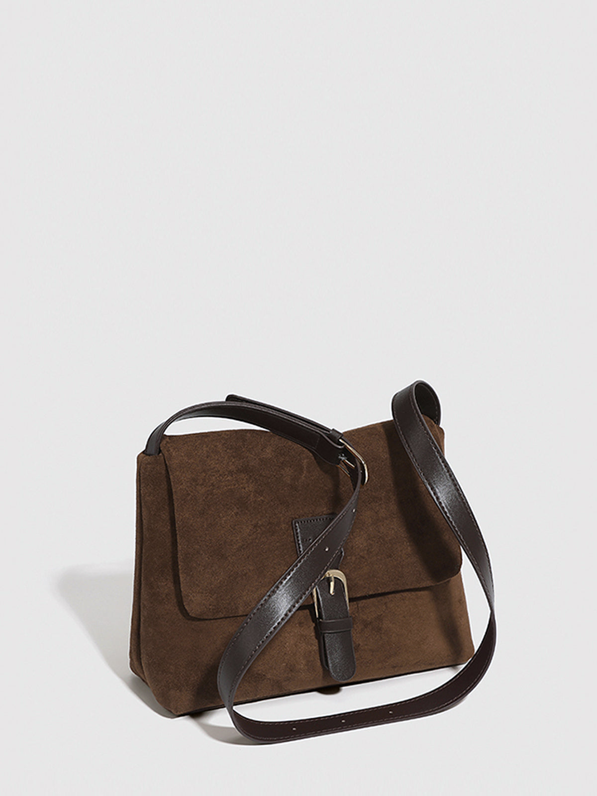 Vintage Buckle Foldable Shoulder Bag in Brown — Svelte Chic