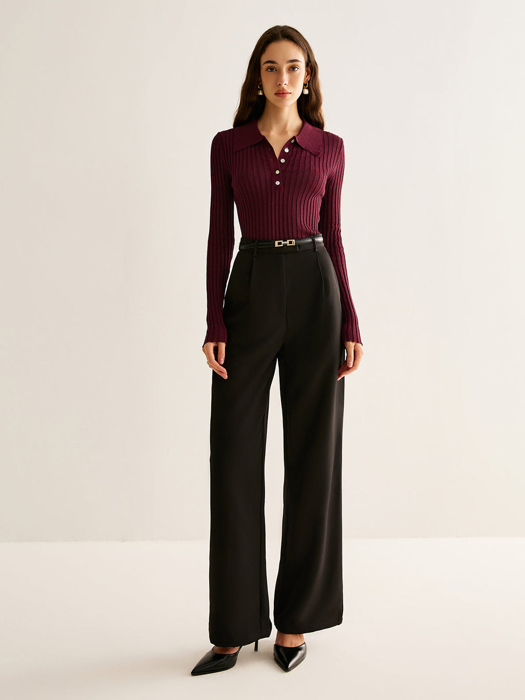 High Stretch Polo Knit Top — Svelte Chic