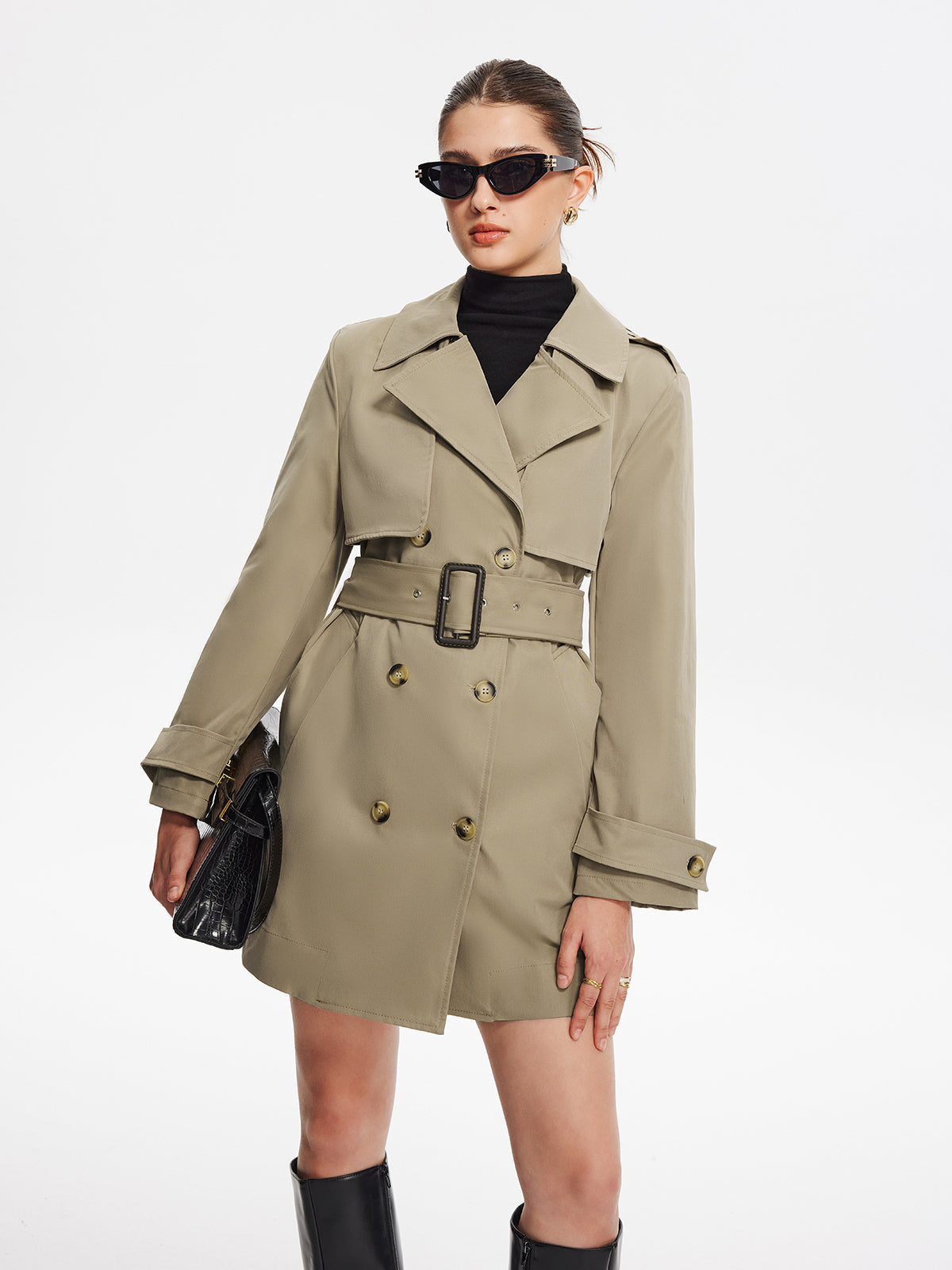 Wide Belted Lapel Trench Coat — Svelte Chic