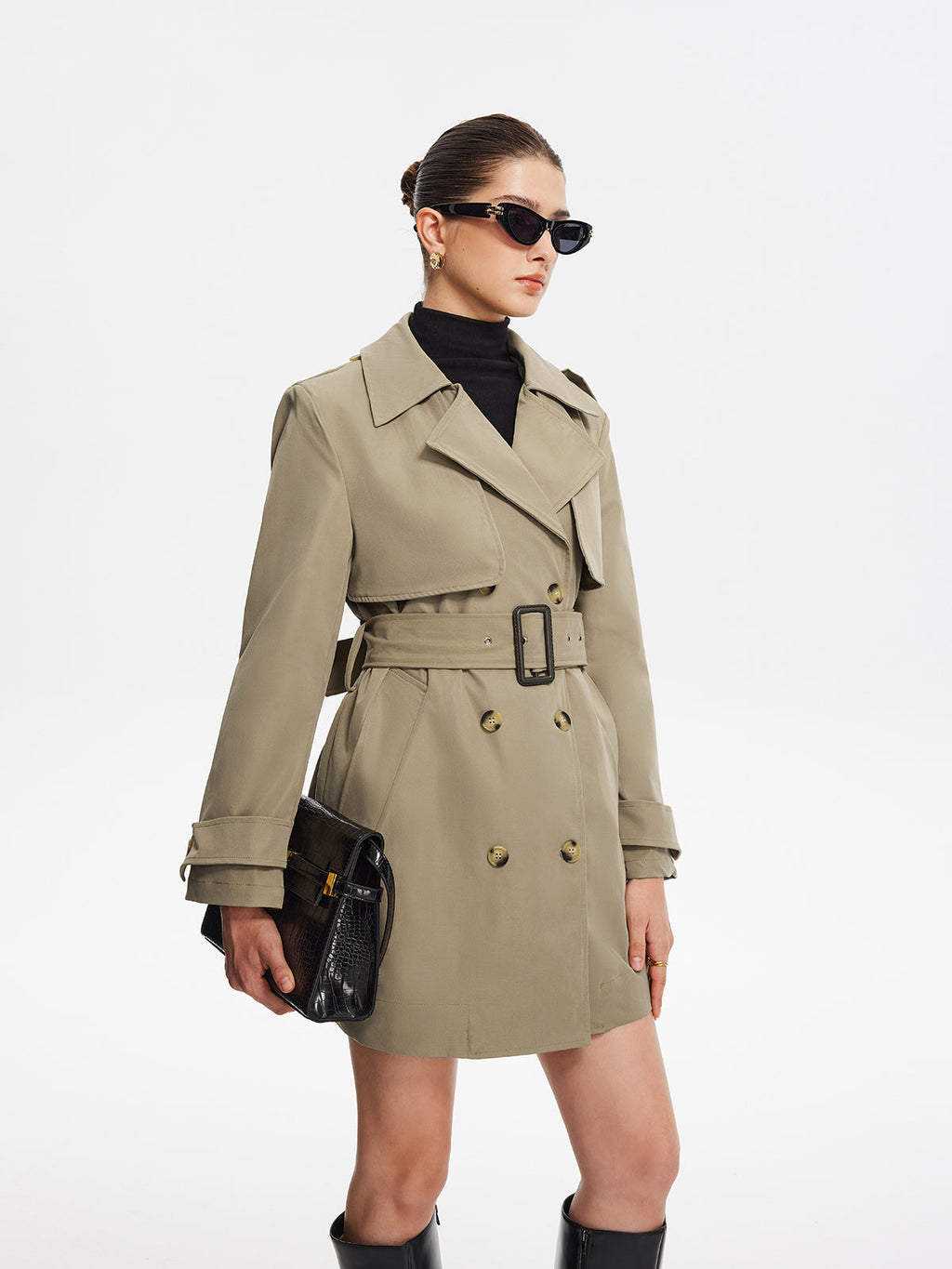 Wide Belted Lapel Trench Coat — Svelte Chic