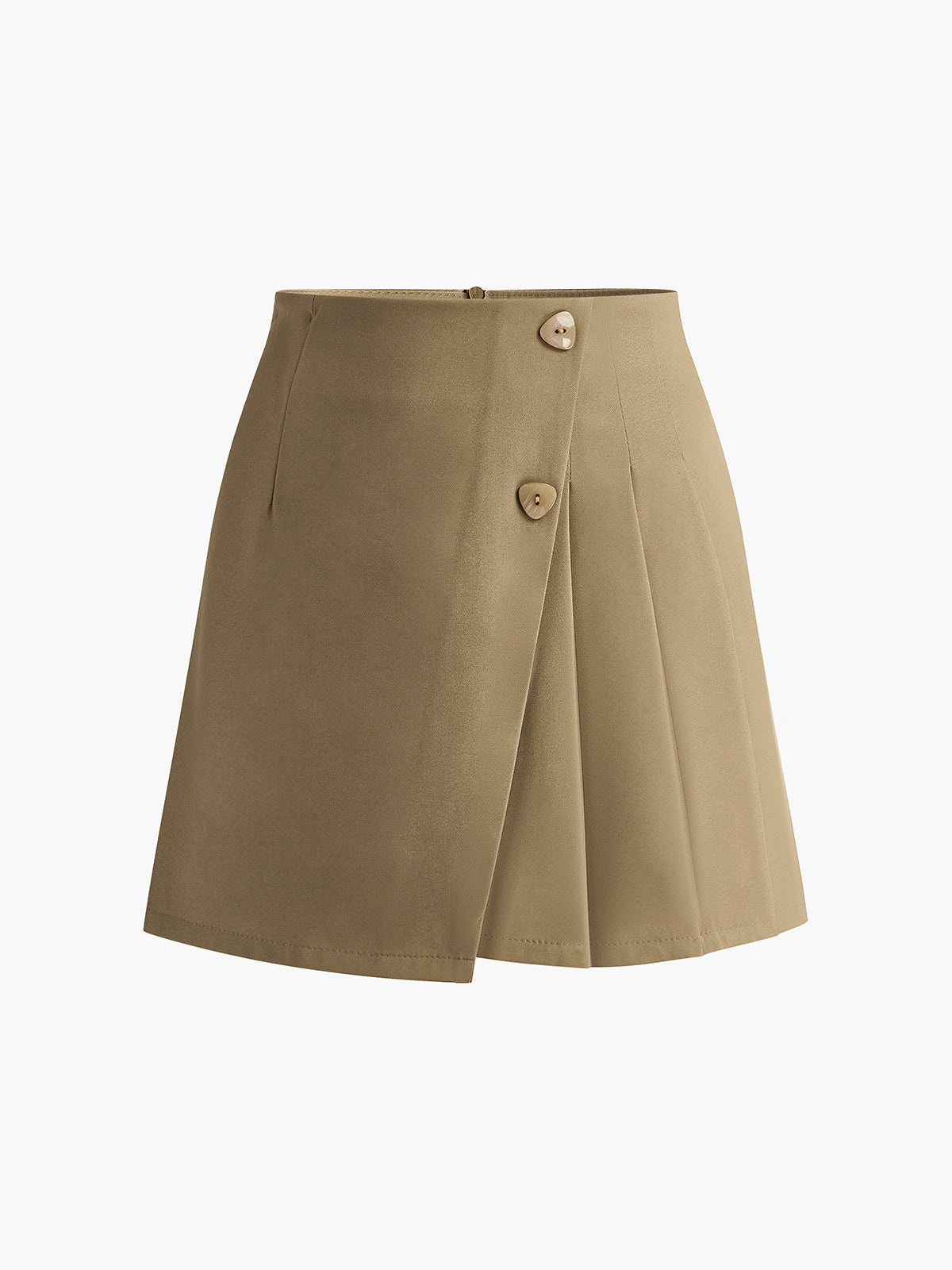 Back Zip Pleated Mini Skirt in Camel — Svelte Chic