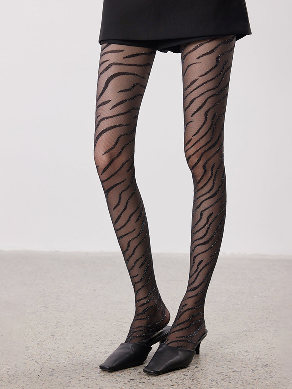 Zebra Pattern Sheer Tights in Black — Svelte Chic
