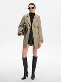 Wide Belted Lapel Trench Coat in Khaki — Svelte Chic