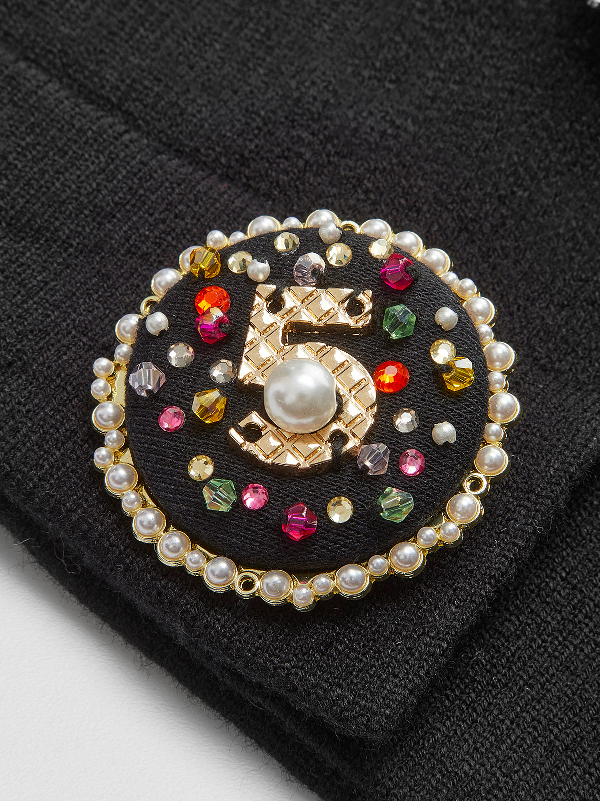 Rhinestone Button Knit Vest — Svelte Chic