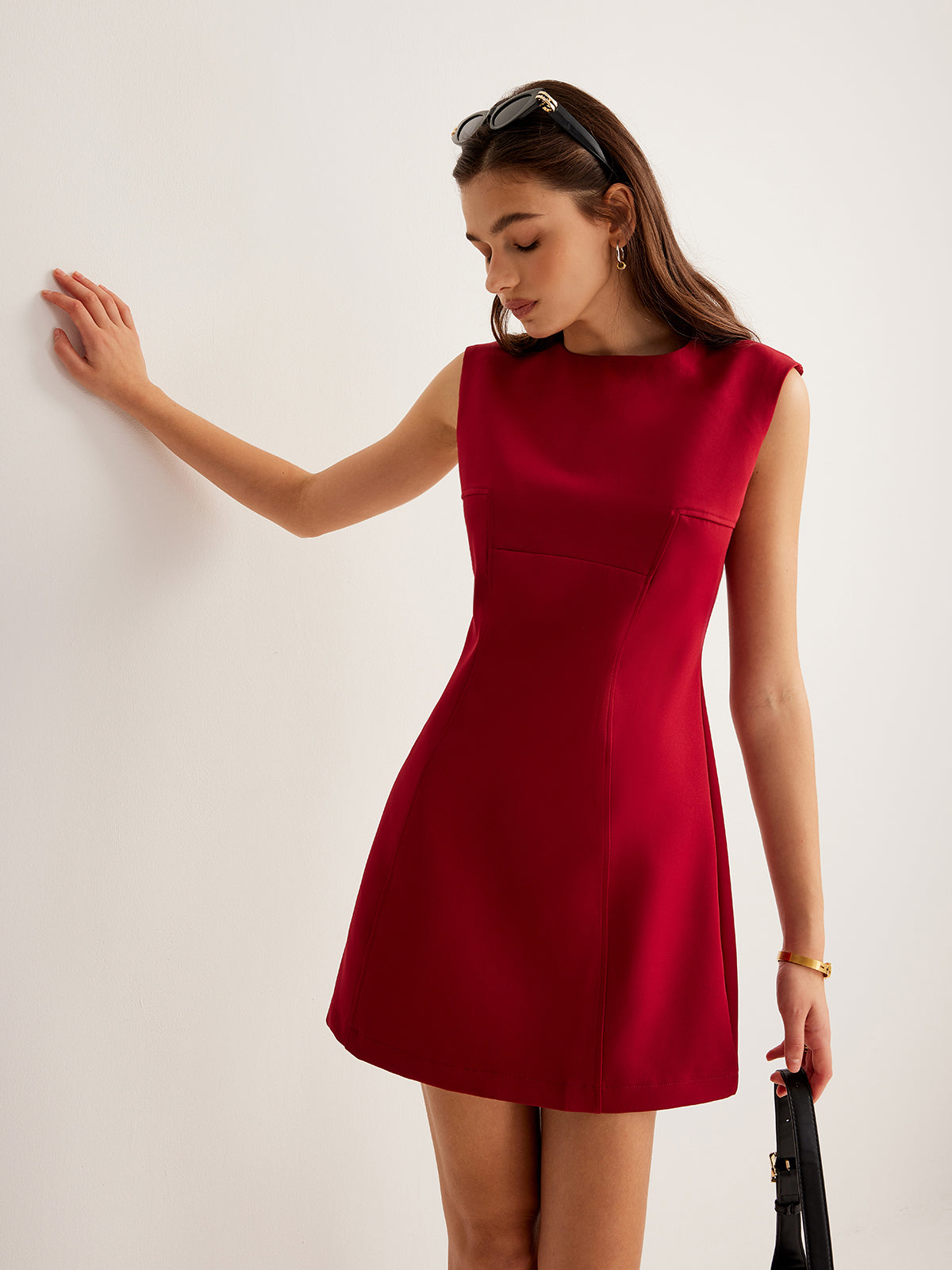 Zip Cami Mini Dress in Red — Svelte Chic