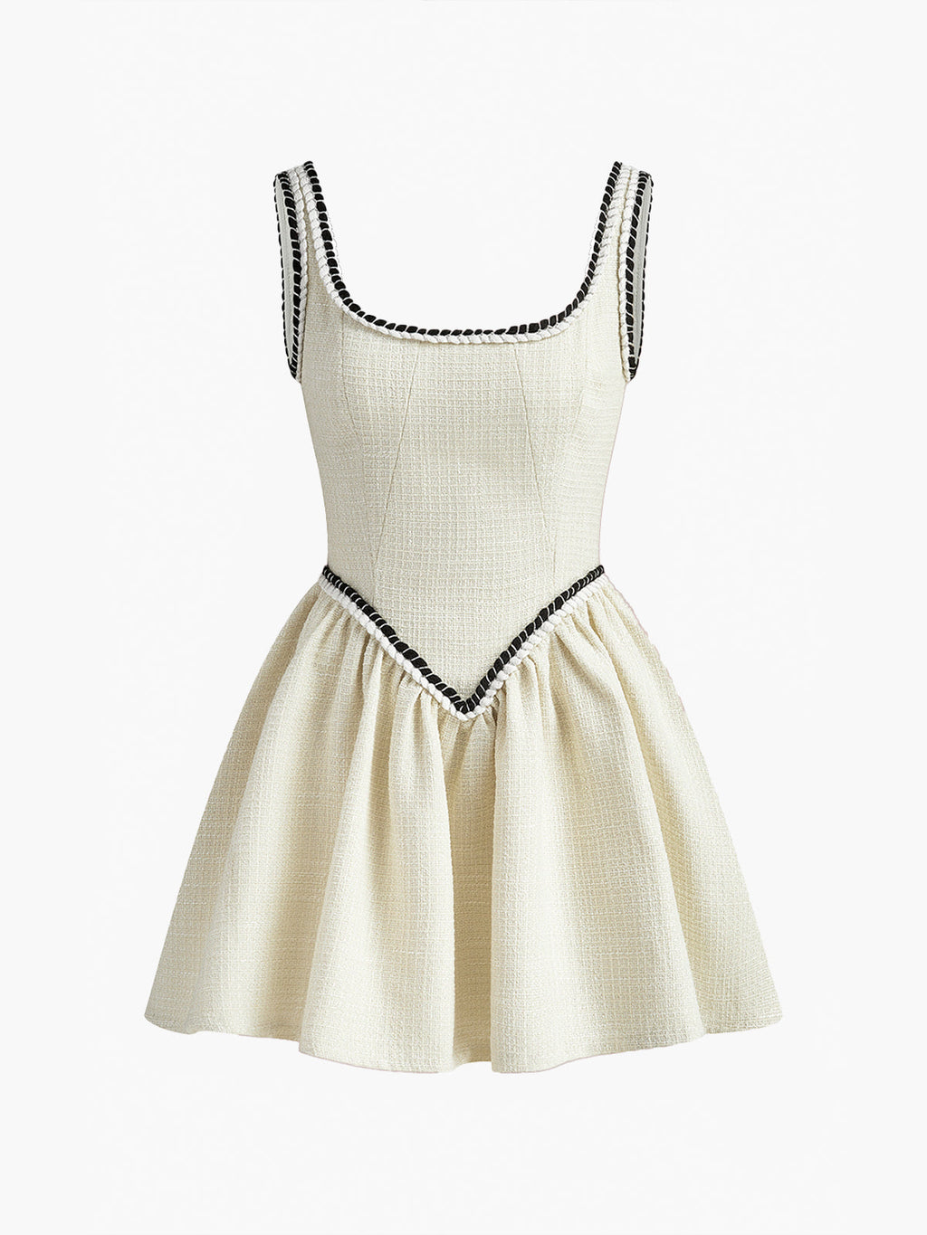 Tweed Pleated Cami Mini Dress in White — Svelte Chic
