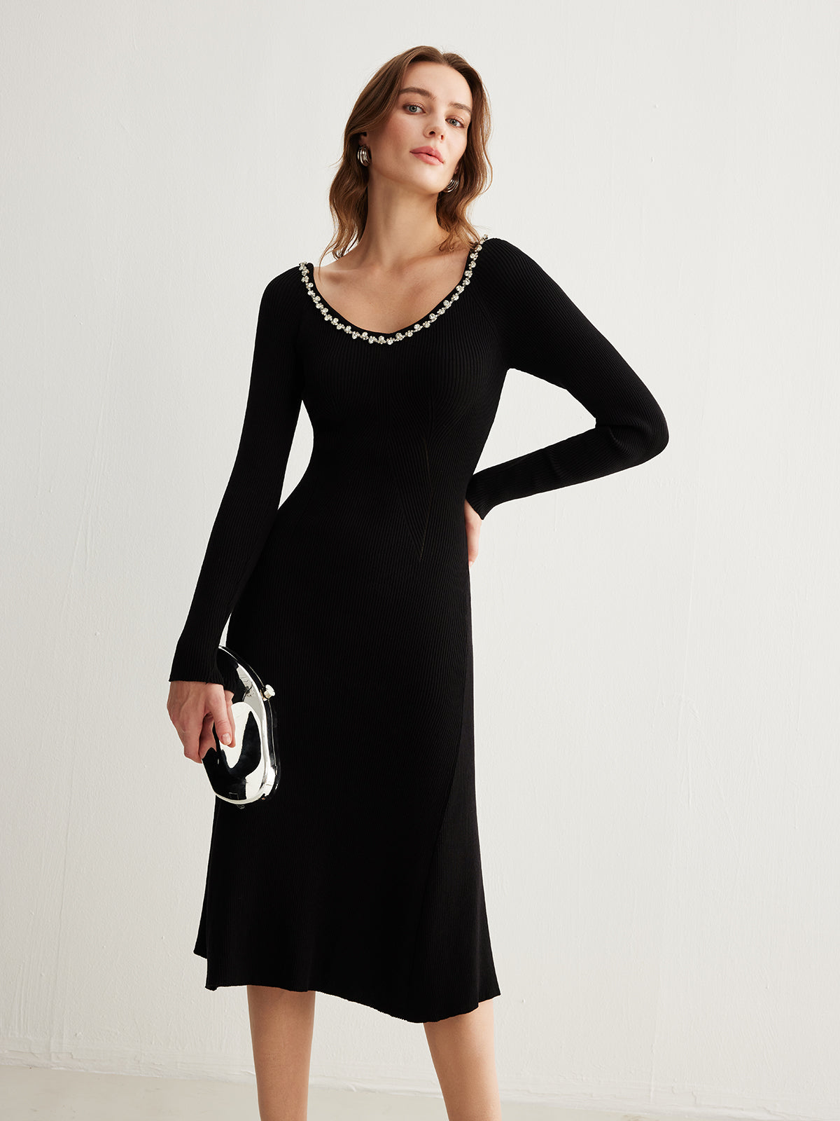 Rhinestone Knit Midi Dress — Svelte Chic