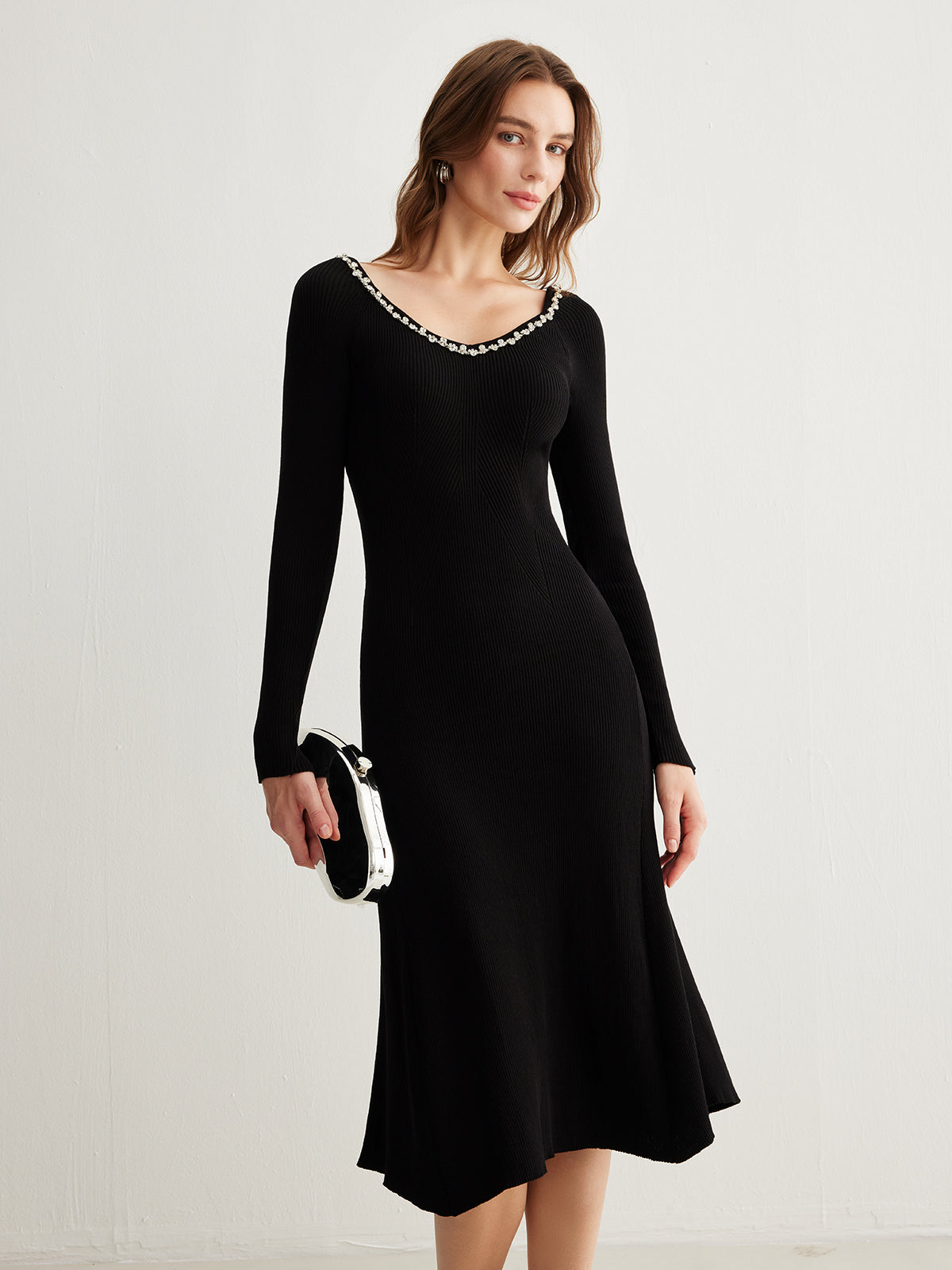 Rhinestone Knit Midi Dress — Svelte Chic