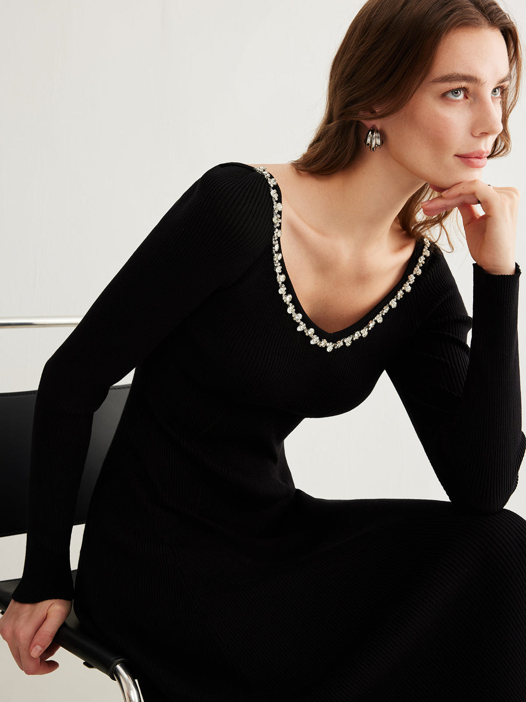 Rhinestone Knit Midi Dress — Svelte Chic