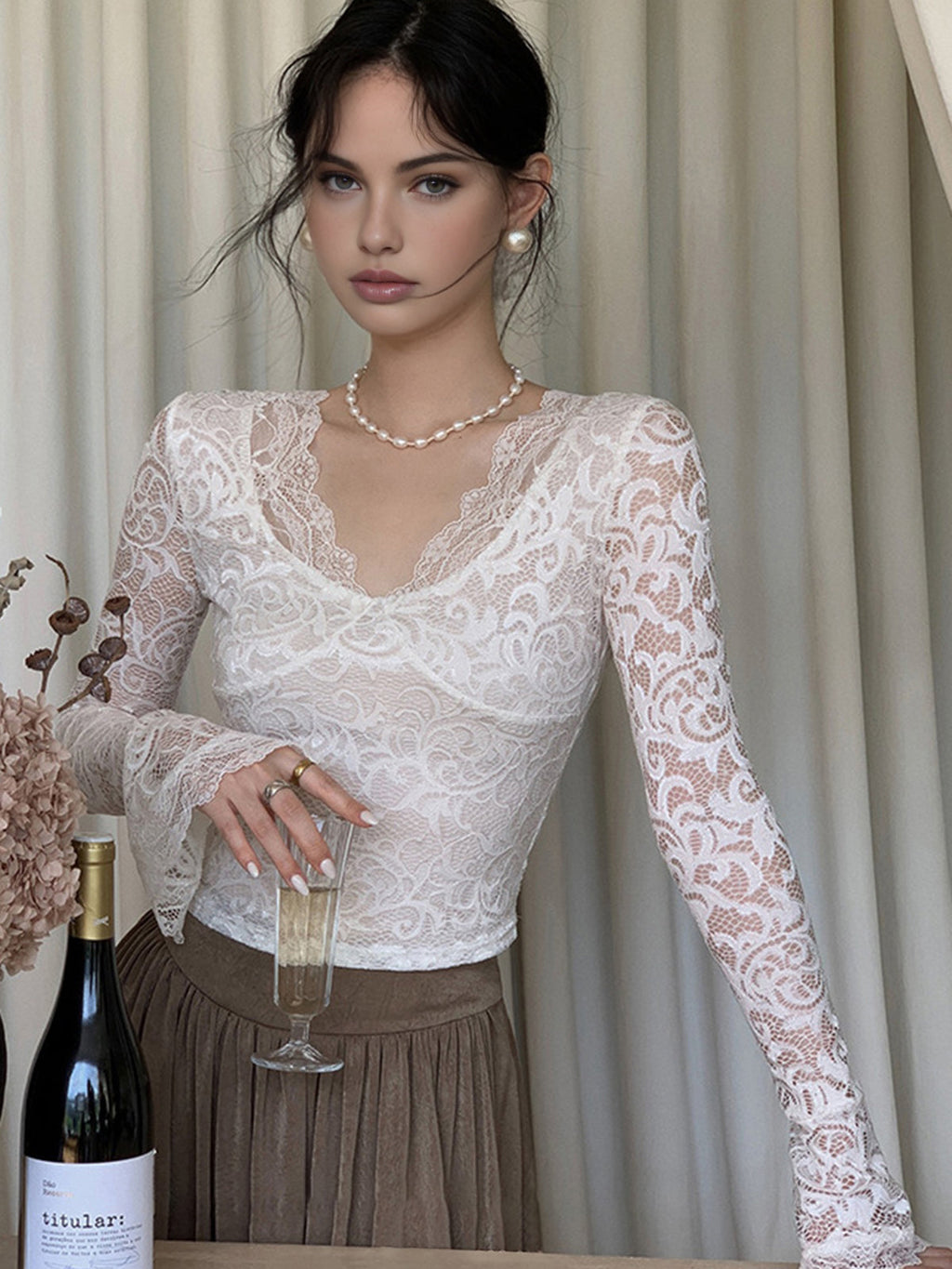 Ruffle Cuff Lace Top — Svelte Chic