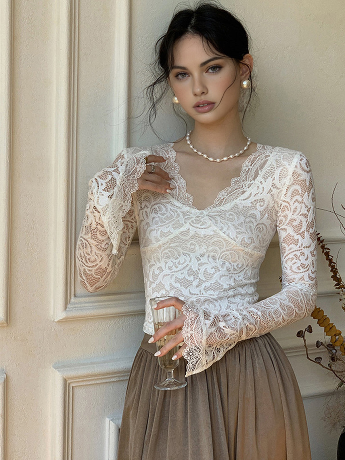 Ruffle Cuff Lace Top — Svelte Chic