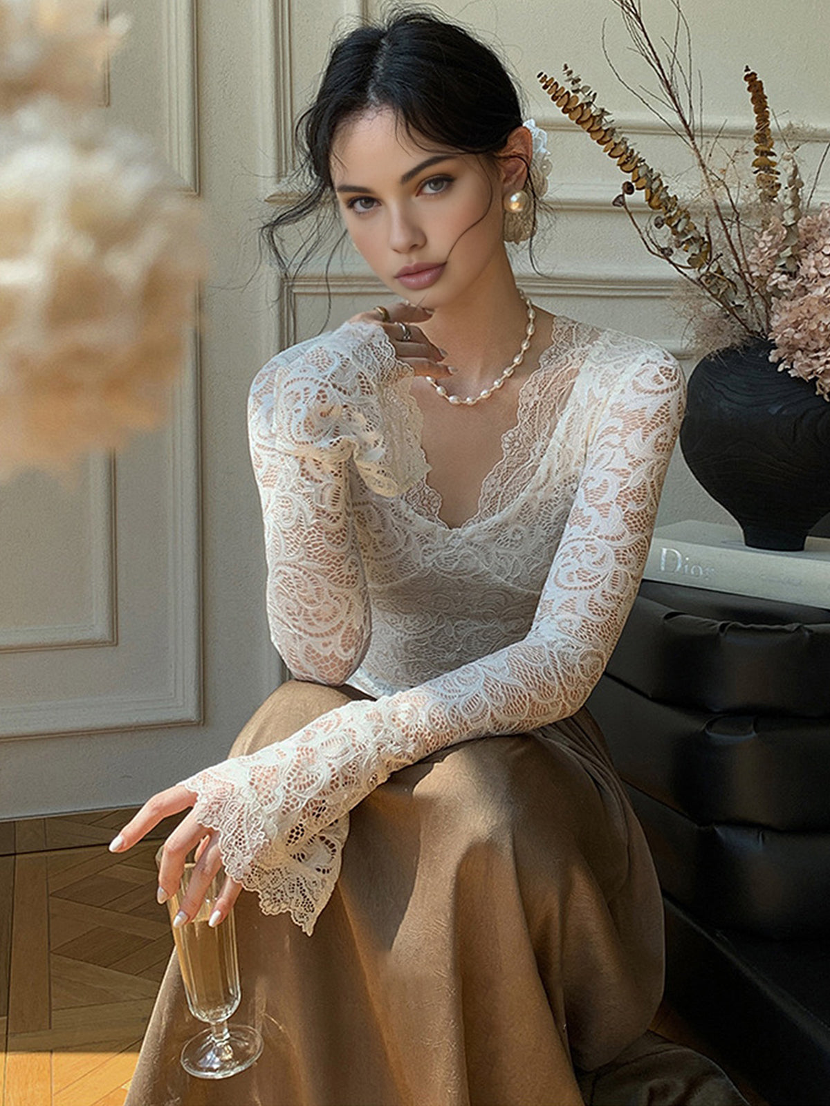 Ruffle Cuff Lace Top — Svelte Chic