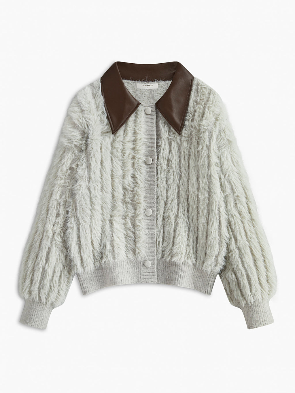 High Collar Plush Cardigan in Grey — Svelte Chic