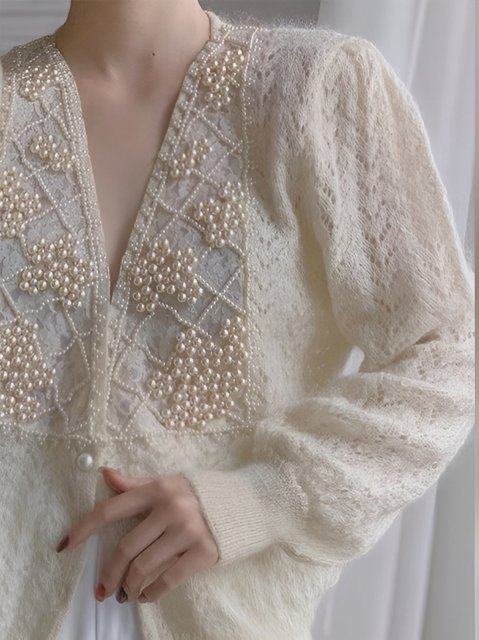 Pearl Beaded Button Cardigan — Svelte Chic