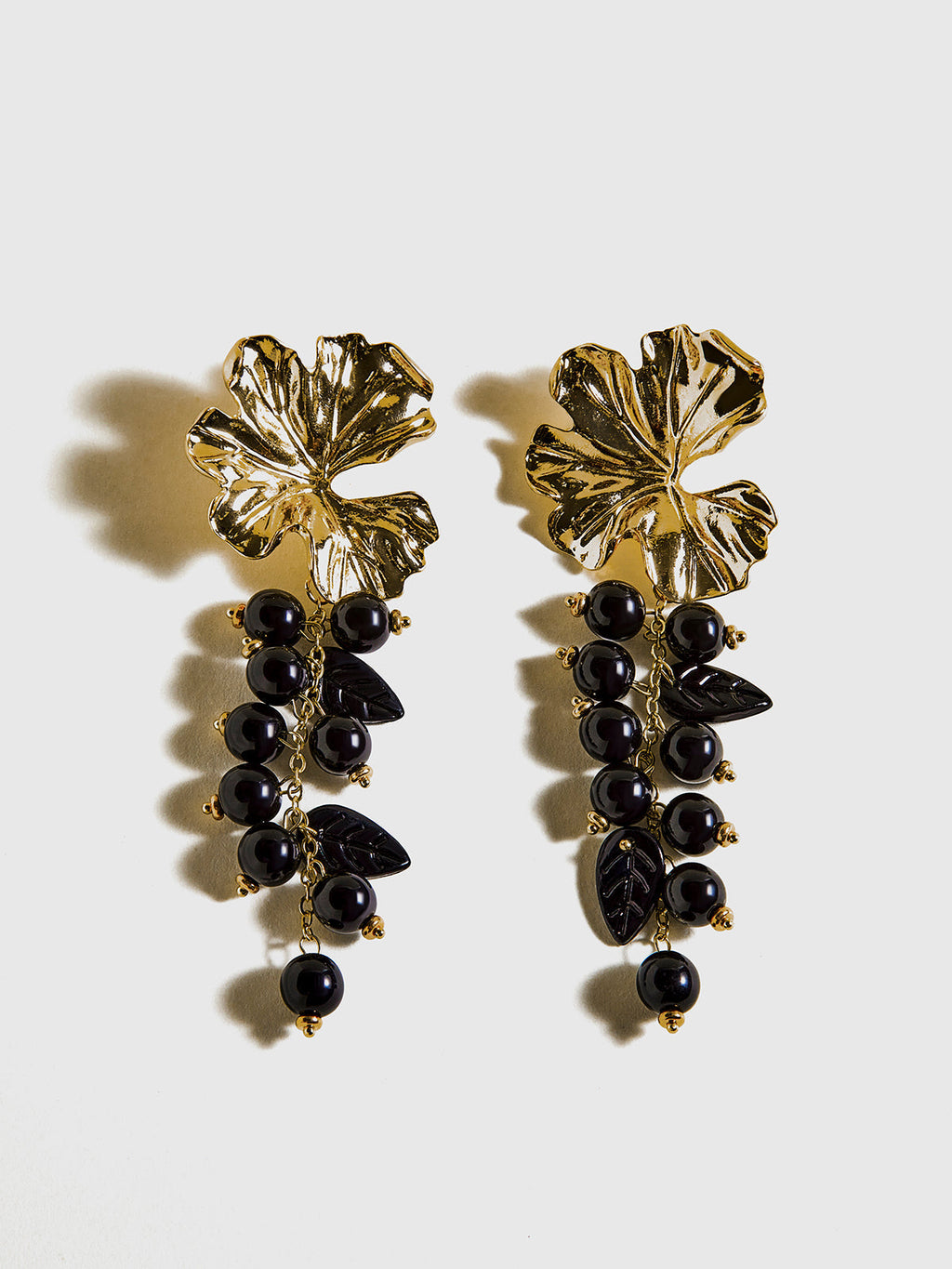Flower Ball Beaded Tassel Earrings in Gold — Svelte Chic