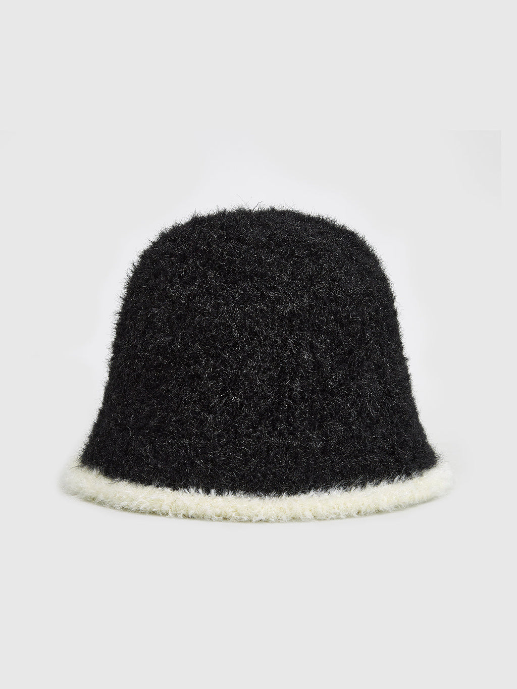 Contrast Trim Plush Bucket Hat in Black — Svelte Chic