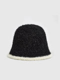 Contrast Trim Plush Bucket Hat in Black — Svelte Chic