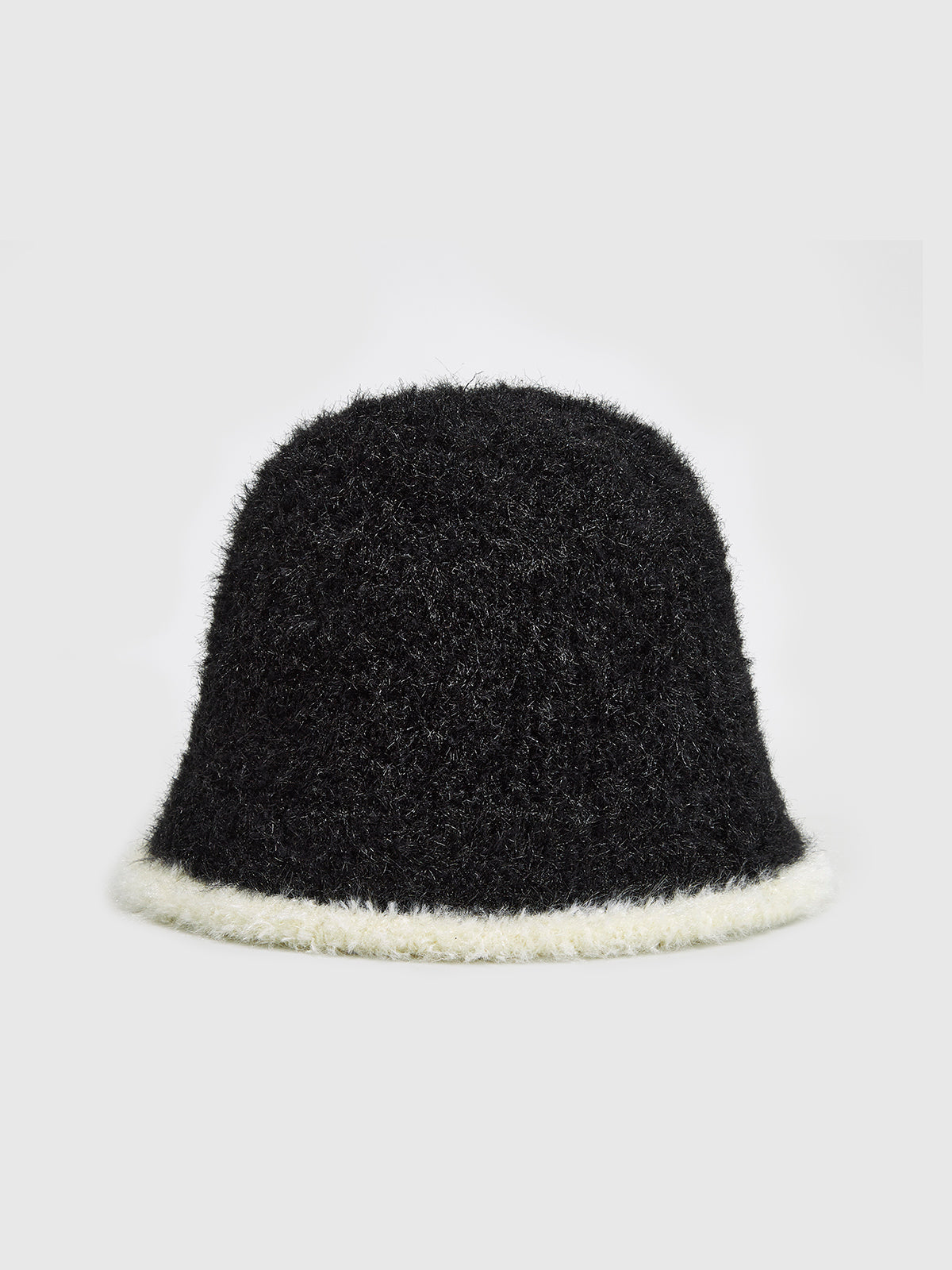 Contrast Trim Plush Bucket Hat in Black — Svelte Chic