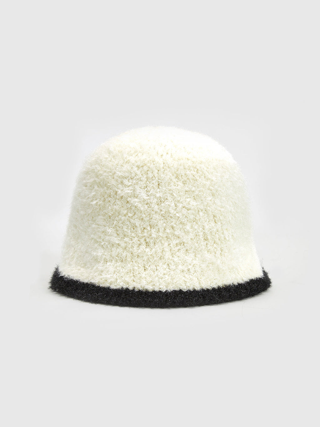 Contrast Trim Plush Bucket Hat in Off-White — Svelte Chic