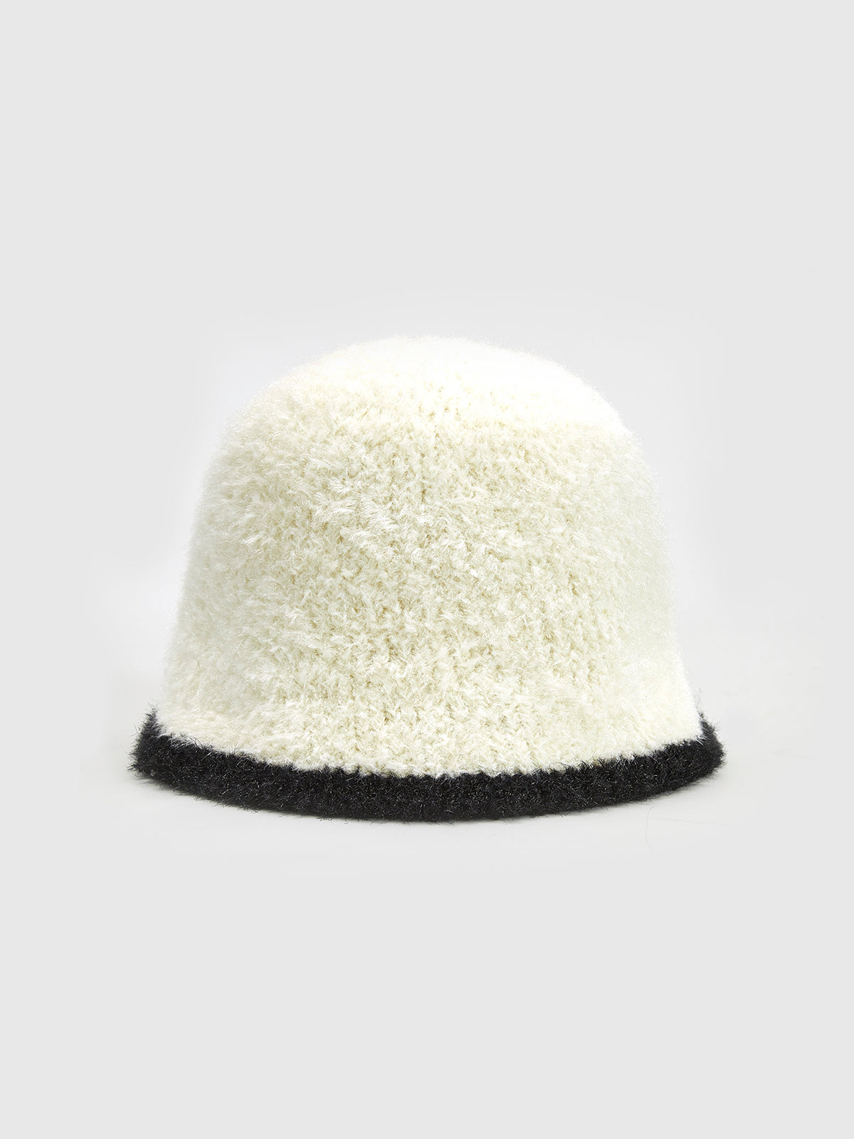Contrast Trim Plush Bucket Hat in Off-White — Svelte Chic