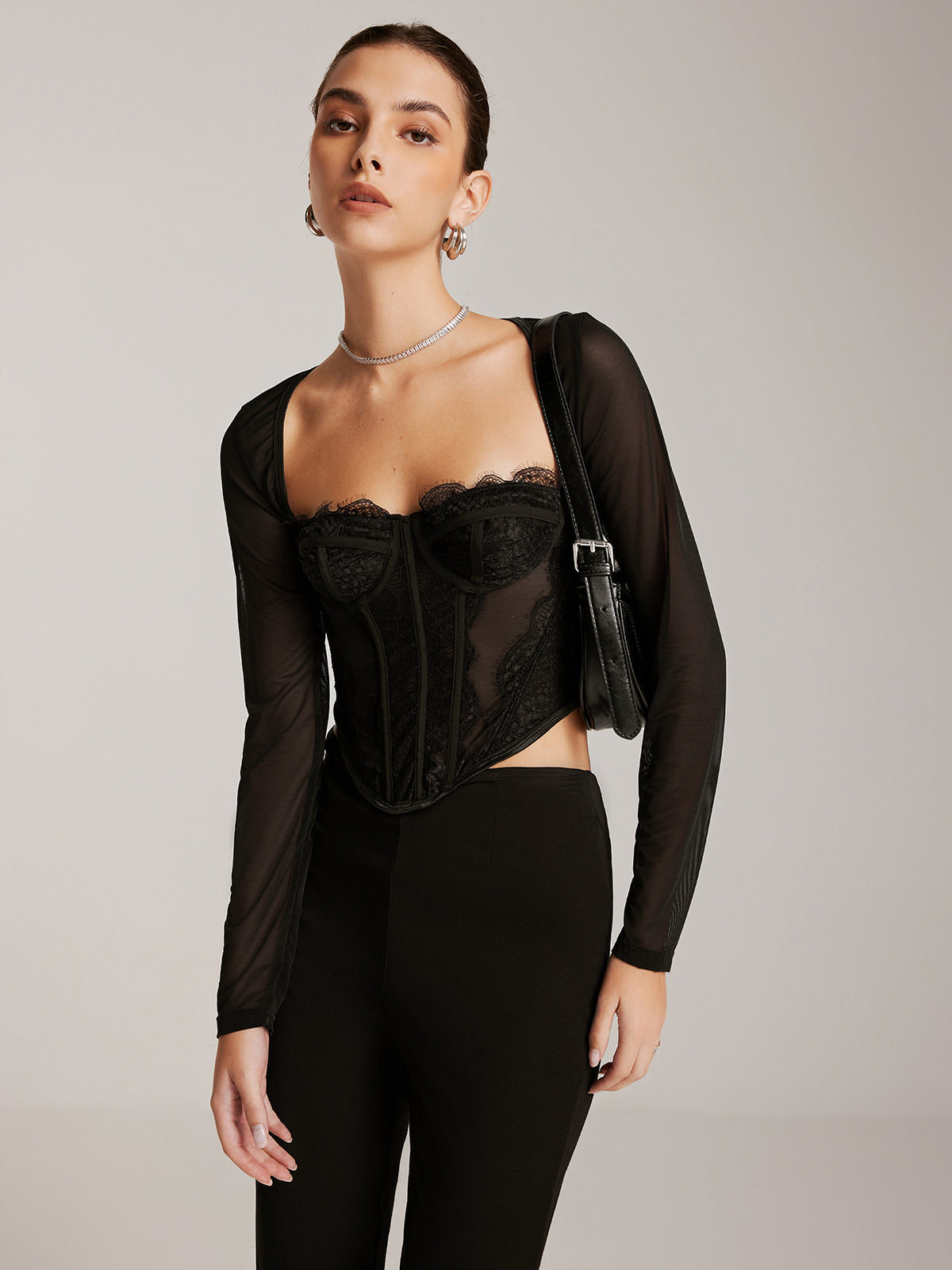 Long Sleeve Sweetheart Lace Corset — Svelte Chic