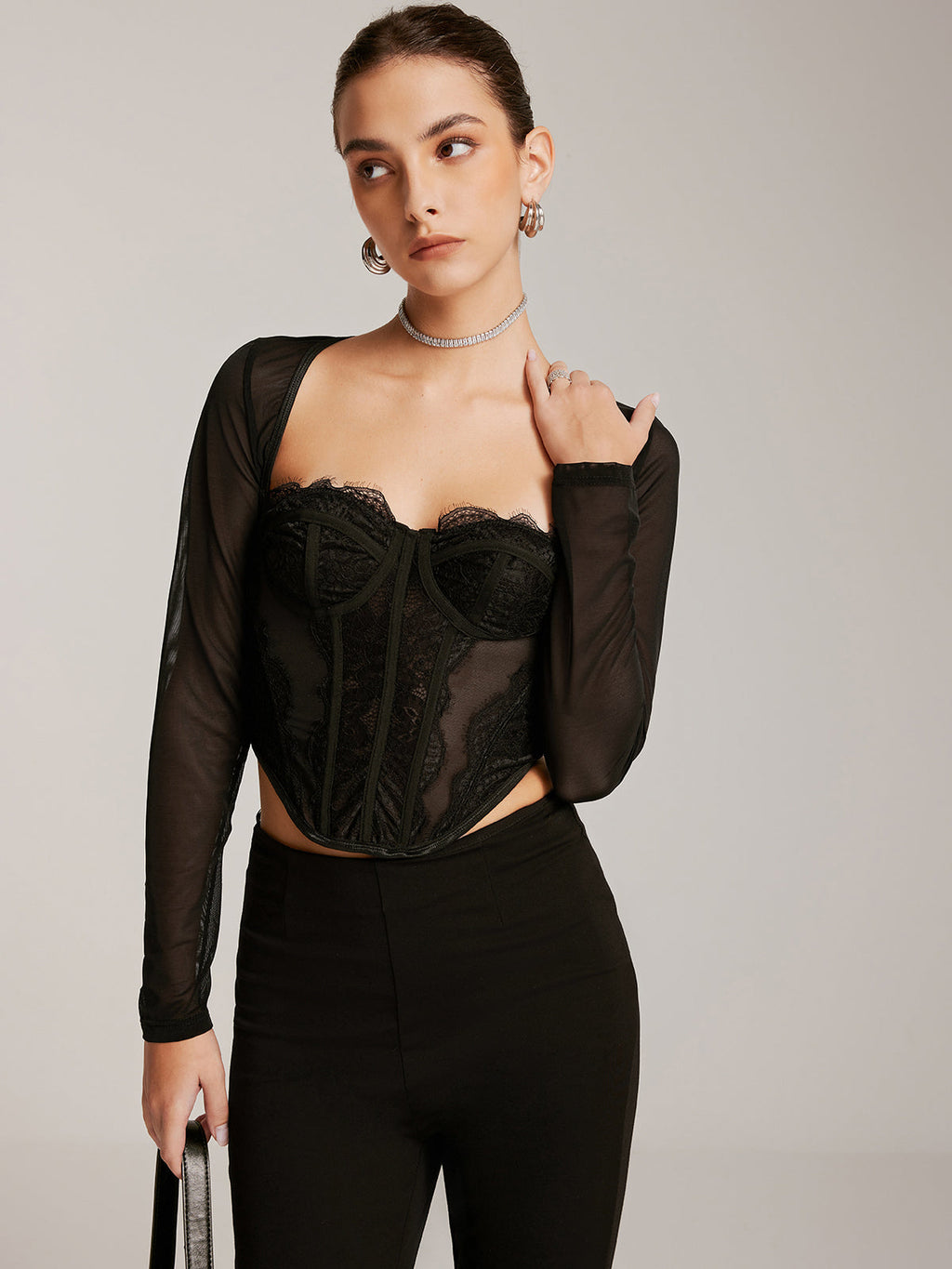 Long Sleeve Sweetheart Lace Corset — Svelte Chic
